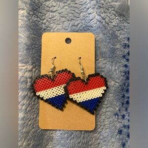 Handmade perler bead 4th of July earrings